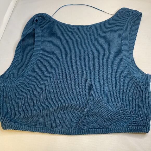 Free People Beach Living In teal Knit Lounge croptop Tank - Picture 4 of 4